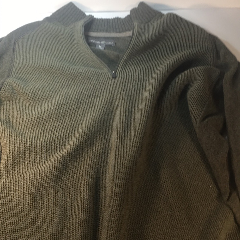 Eddie Bauer 1/4 Zip Sweater Sz XL Olive Green See Photos for Measurements